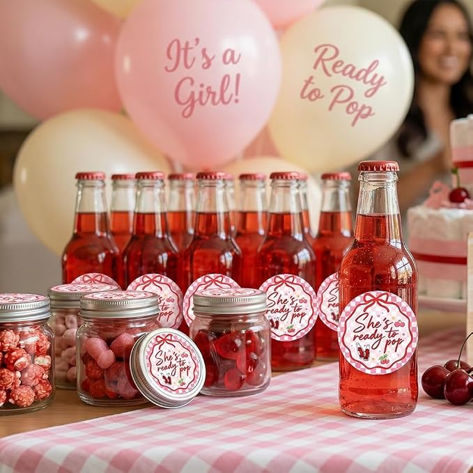 60 Pcs She's Ready to Pop Baby Shower Stickers - Image 5