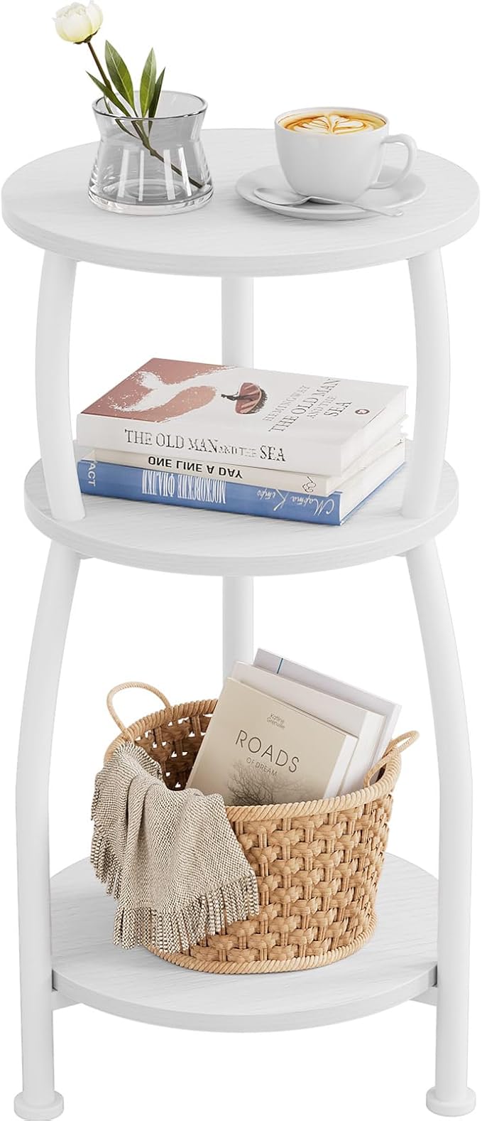 Small Round Side Table, 3-Tier End Table by designyourhome
