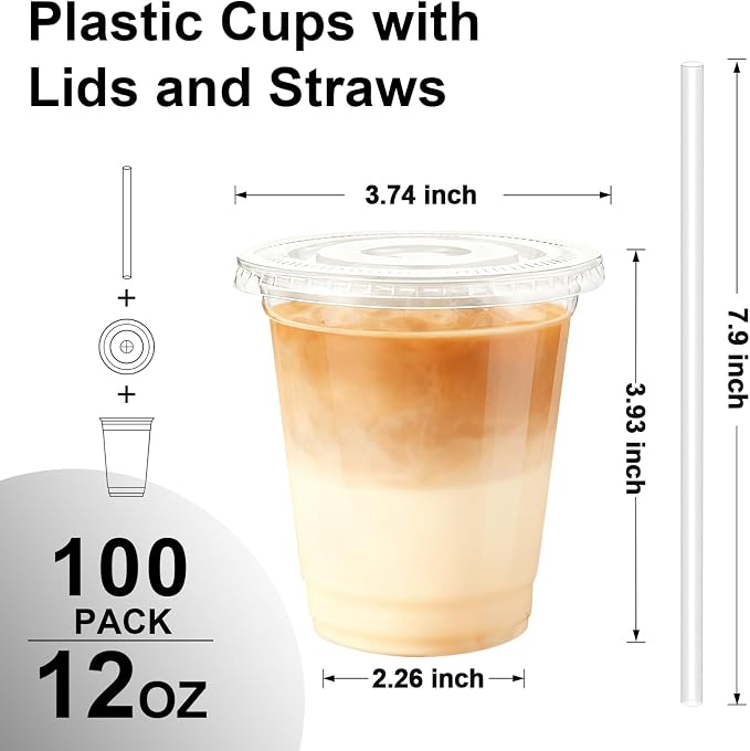 Lamosi 12 oz 100 Pack Clear Plastic Cups - Image 2