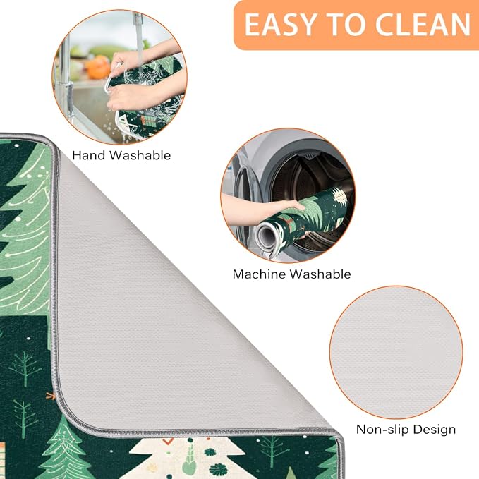 Xmax Trees And Gifts Dish Drying Mat, Kitchen Counter Quick Dry Pads - Image 4