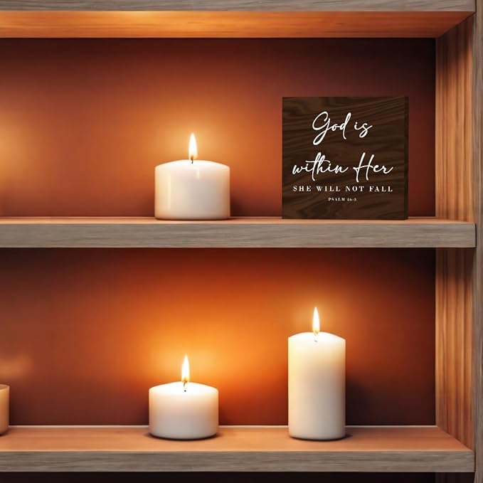 God Is Within Her Bible Verse Artwork Wooden Box Sign Rustic Farmhouse Style - Image 5