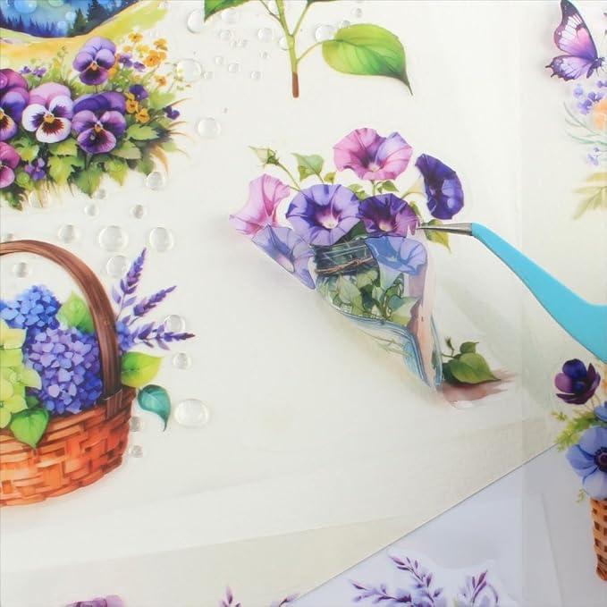 30 Sheets Precut Purple Garden Landscape Stickers Book - Image 3