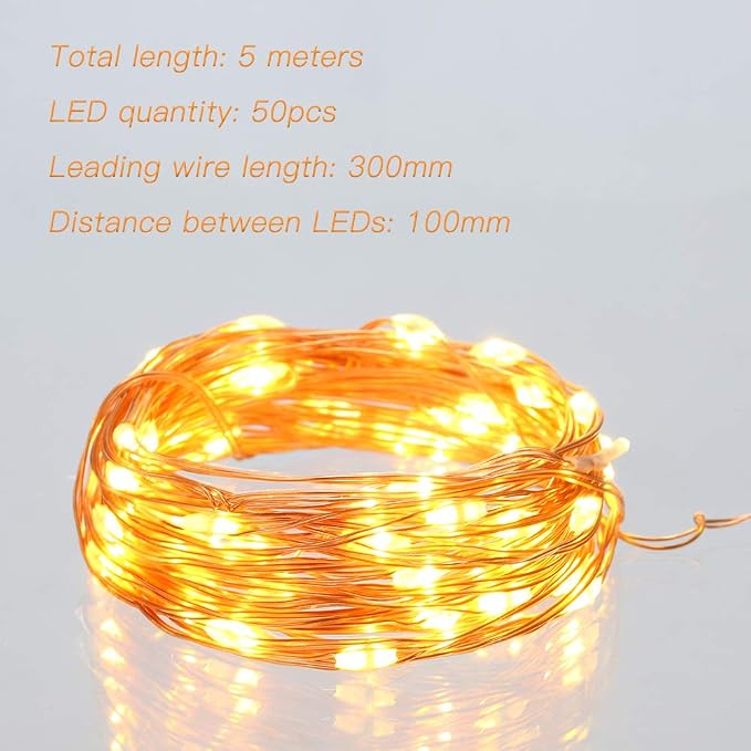 Ariceleo Led Fairy Lights Battery Operated, 2 Packs Mini Battery Powered Copper - Image 3