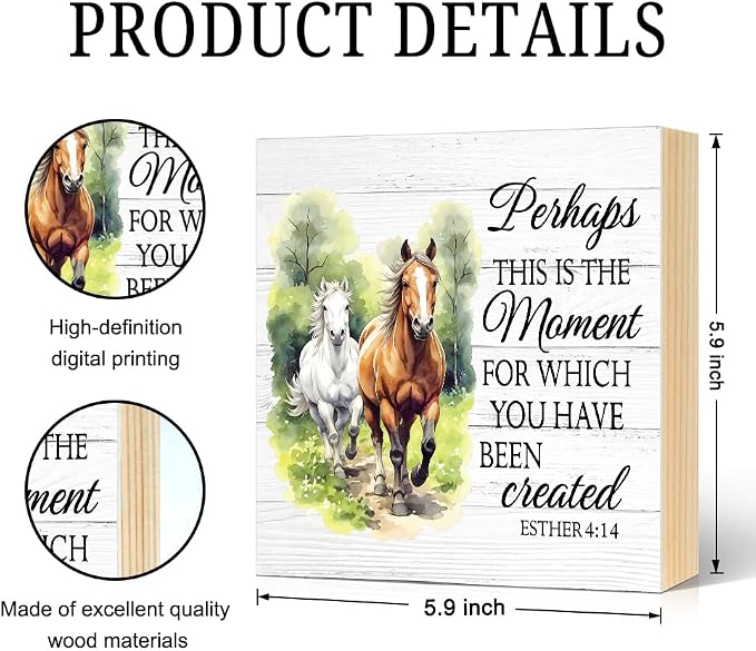 Perhaps This Is The Moment for Which You Have Been Created Wood Block Plaque - Image 2