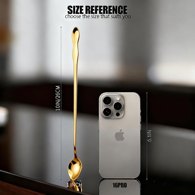 2 PCS Long Coffee Spoons, 10 Inch Coffee Stirrers, Ice Tea Spoons, Stainless - Image 6