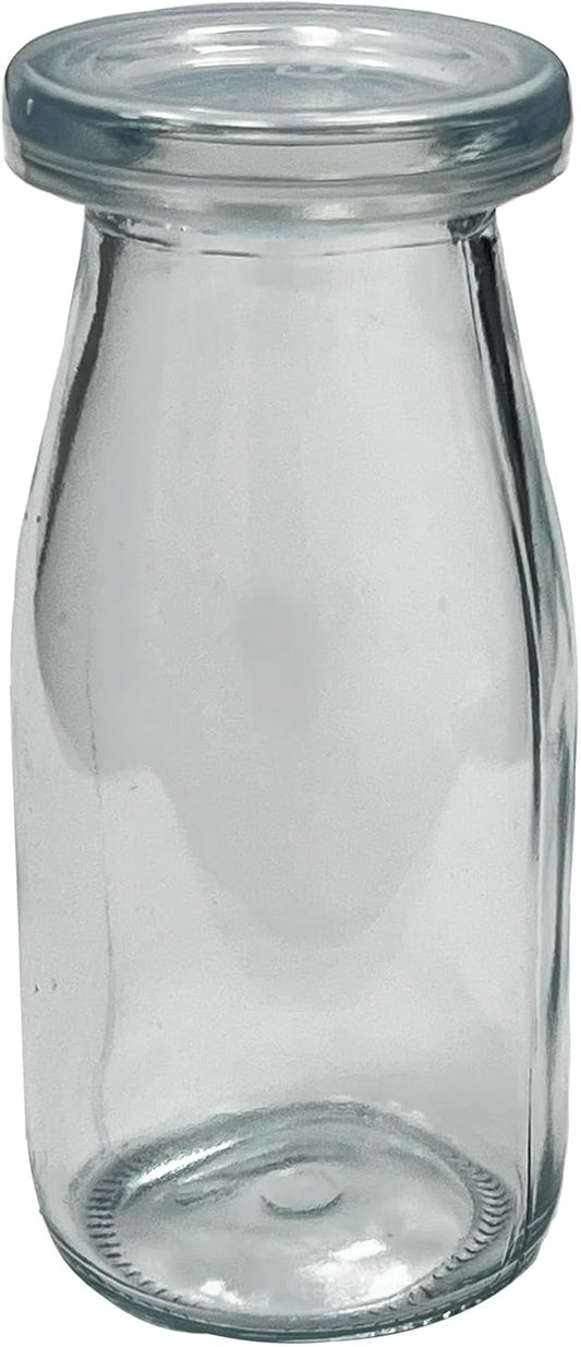 6.76 oz / 200ml Vintage Glass Bottle with Leakproof Clear Lid, Reusable & Eco-Friendly – Ideal for Milk, Juices, Smoothies, Infused Water, BPA-Free Glass Bottle (72-Pack)