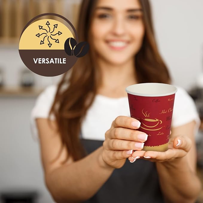 PAMI Disposable Coffee Cups, Single-Use Paper Cups, To-Go Hot Beverage Cups - Image 5