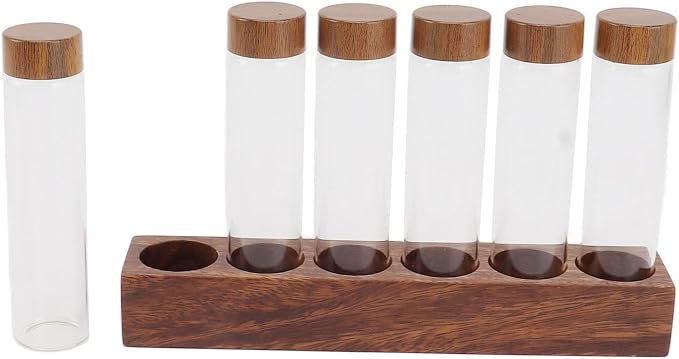 Coffee Bean Storage Tubes with Walnut Wood Stand and Glass Cellars featuring - Image 6