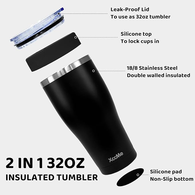 Universal Iced Coffee Sleeve, 32oz Double Wall Stainless Steel Insulator Fits - Image 3