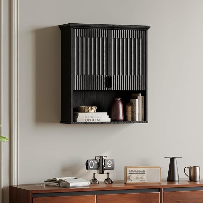 FLOWBACK BlackBathroom Wall Cabinet Over The Toilet Storage, 23.5×31.4 Inch - Image 5