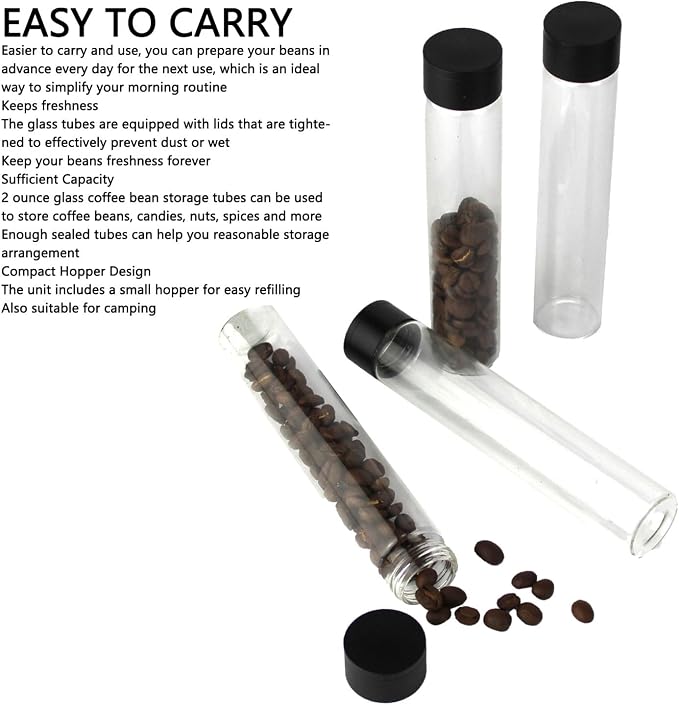 Coffee Bean Cellar Tubes, Premium Glass Coffee Bean Storage - Image 3