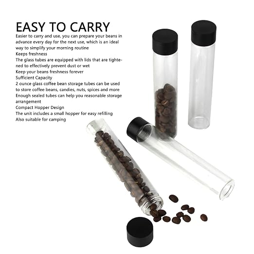 Coffee Bean Cellar Glass Tubes Storage Set Metal Stand Funnel - Image 5