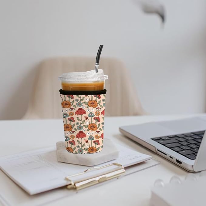 Reusable Insulated Neoprene Iced Coffee Cup Sleeve, Durable Drink Sleeve - Image 2