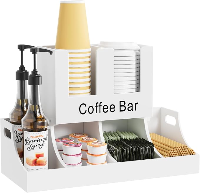 Coffee Station Organizer, Wooden Coffee Bar Organizer by EnjoyYourLife