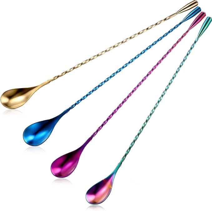 Boao 4 Pcs 12 Inch Cocktail Spoon Coffee Spoons Bar Stirring Spoon Long Handle by Boao