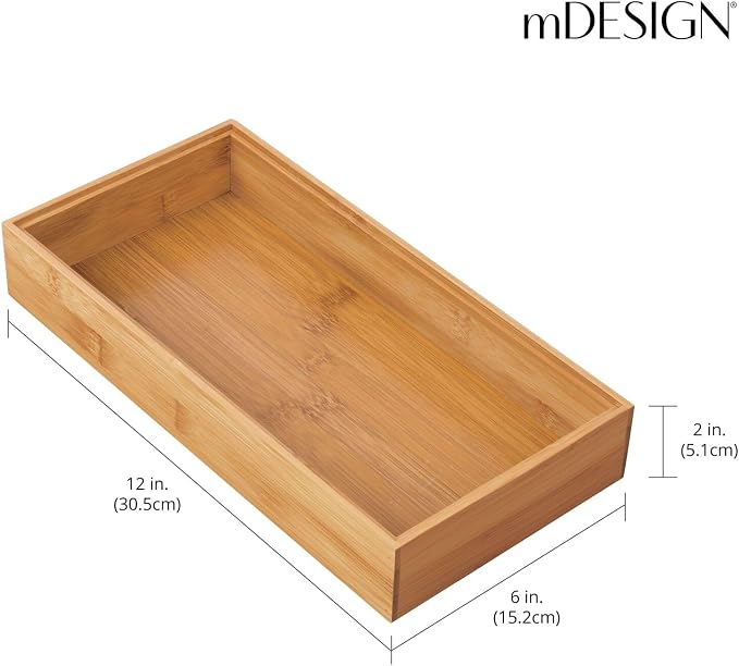 mDesign Wooden Bamboo Drawer Organizer - Image 4