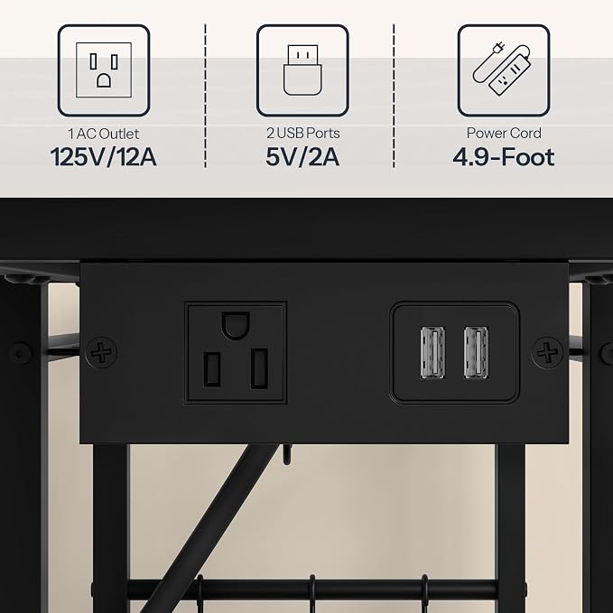 HOOBRO Bakers Rack with Power Outlet, Microwave Stand with Pots Rack, Kitchen - Image 6