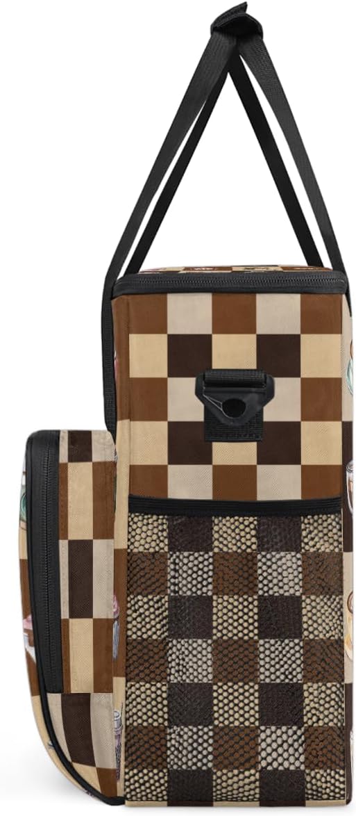 Cartoon Coffee Pattern Coffee Maker Carring Bag Travel Carrying Storage Tote - Image 4