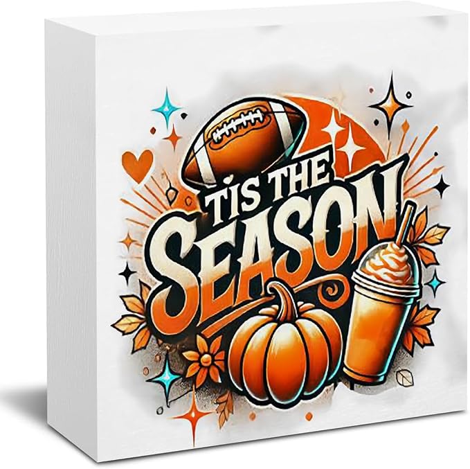 Fall Sign Decor Decorations for Home Tis' the Season Pumpkin Sign Autumn by Unknown