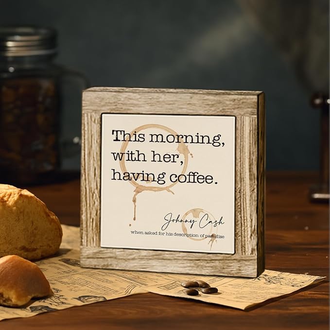 This Morning With Her Having Coffee Wooden Box Sign, Coffee Stains Decor Sign - Image 4