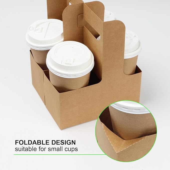 2-Cup 50 Pack Drink Carrier Handle 12-30 OZ Handled Drink Carriers | Kraft - Image 4