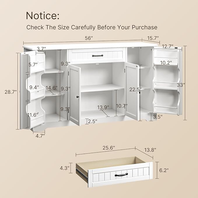 Gizoon 56" Kitchen Coffee Bar Cabinet - Image 2