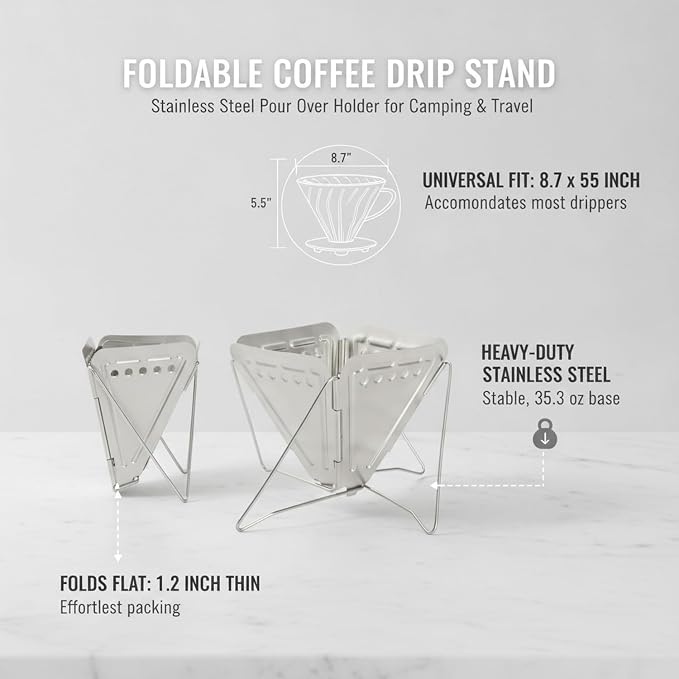 Foldable Coffee Drip Stand, Stainless Steel Pour Over Holder - Image 5
