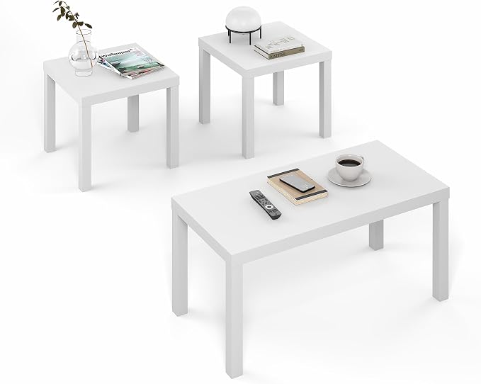Furinno Classic Living Room Table Set of 3, Modern 1.8 Inch Thick Tabletop - Image 5