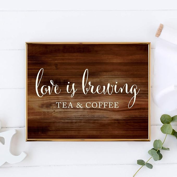 Andaz Press Wedding Party Signs, Rustic Wood Print, 8.5x11-inch, Tea & Coffee - Image 2