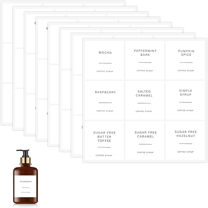 72 Pcs Coffee Syrup Labels, Writable Waterproof Syrup Labels | Coffee Syrup by Unknown