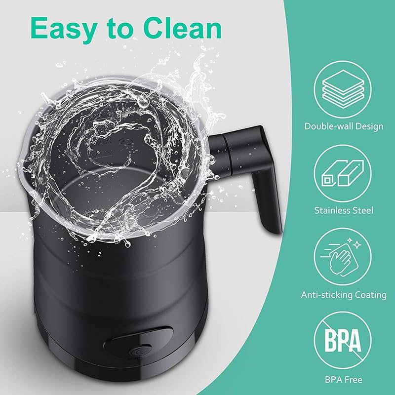 Electric Milk Frother, 4 in 1 Milk Steamer, 11.8oz/350ml Automatic Warm and Cold Foam Maker, Milk Warmer for Latte, Cappuccinos, Macchiato, Hot Chocolate, Coffee, Matte Black