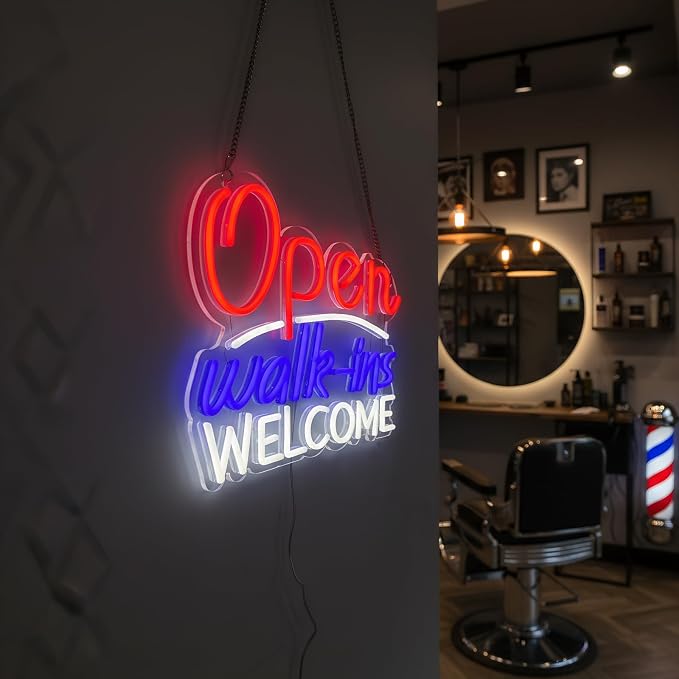Walk-ins Welcome Open Neon Sign - Image 5