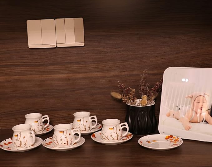GuangYang 2.5 oz Espresso Cups and Saucers set of 6, Fall Design - Image 8