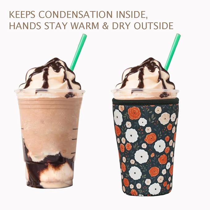 Reusable Insulated Neoprene Iced Coffee Cup Sleeve, Durable Drink Sleeve - Image 6