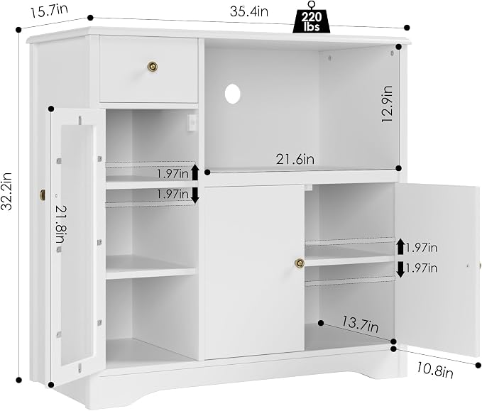 HORSTORS Microwave Cabinet, Kitchen Storage Cabinet - Image 3
