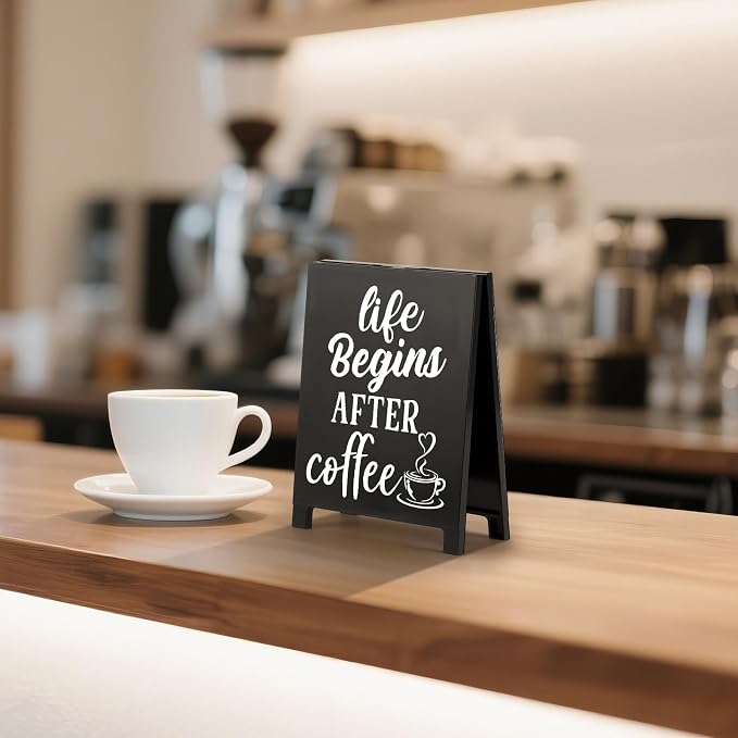 Life Begins After Coffee Desk Decor Sign Retro Coffees Shop Table Display - Image 4
