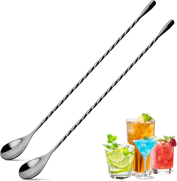 2 Pcs 12 Inches Bar Spoon, Long Handle Mixing Stirrers by eispap
