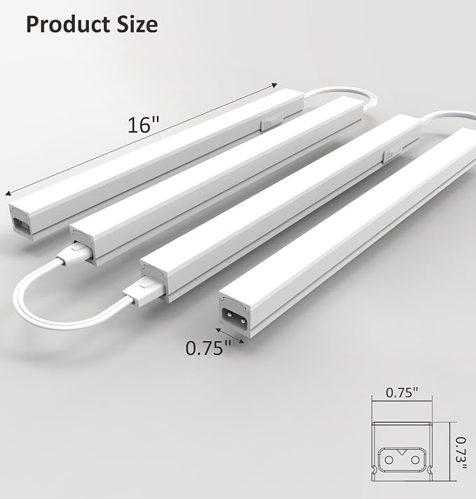 Leetdud Under Cabinet Lighting Plug in, 16 Inch 4 Pcs, Linkable AC120V 3CCT - Image 8