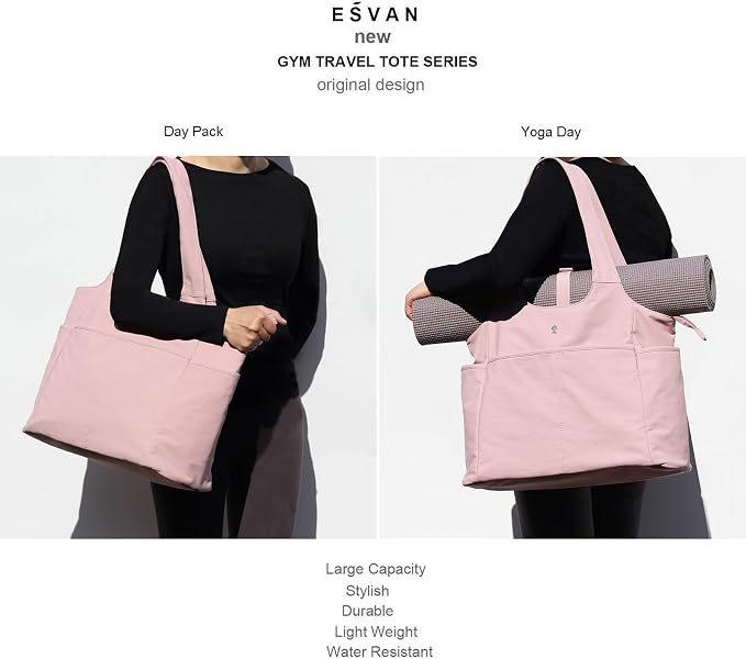 ESVAN Yoga Tote Bag Mat bag Women Shoulder Bags Carryall Tote - Image 5