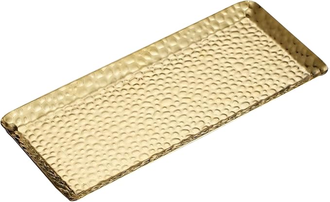 9.8×4.3Inch Gold Metal Decorative Tray, Reusable Stainless Steel Serving Trays by Unknown