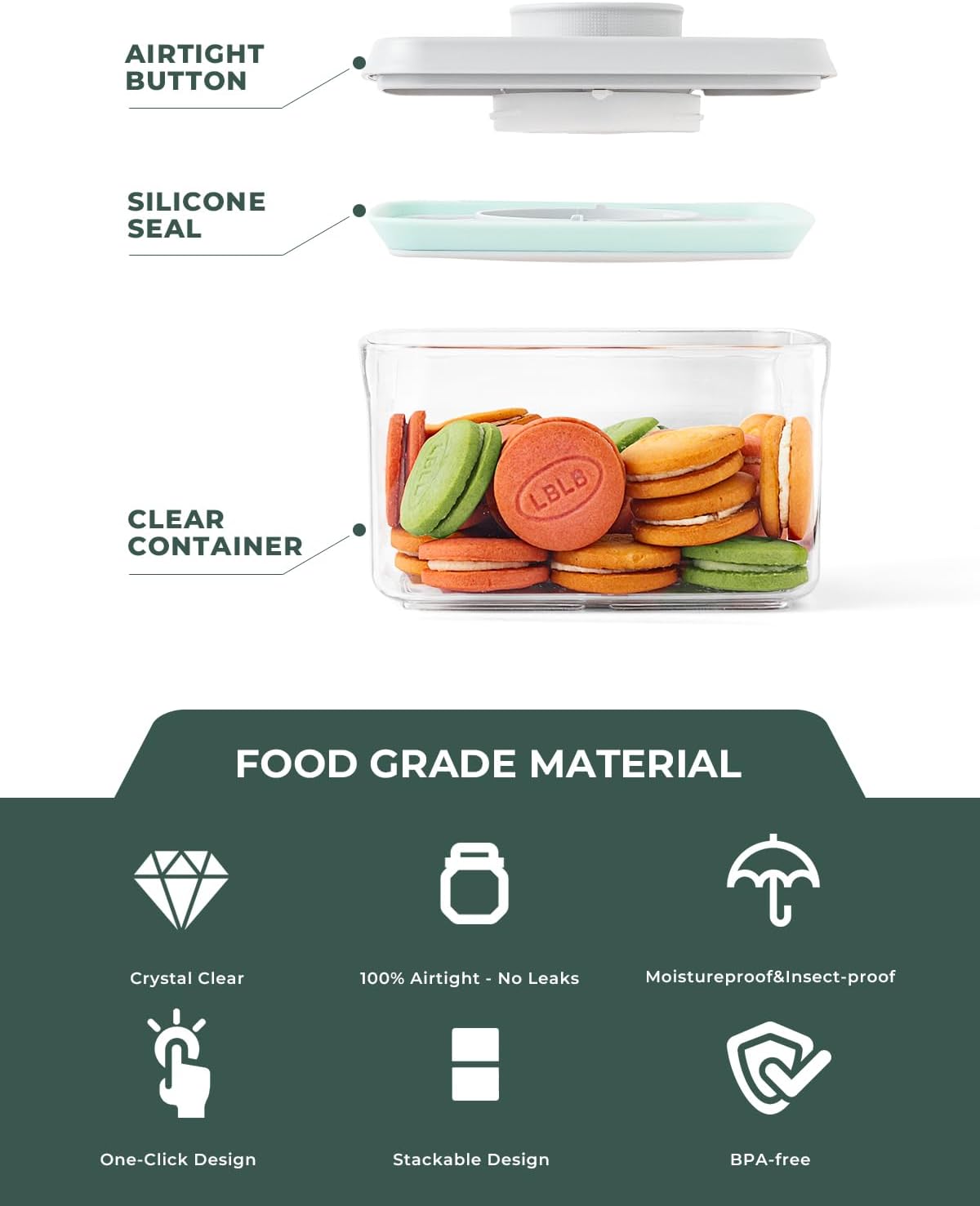 0.6 Qt Pop Containers - 3 Pack Mini Travel Snack Container, BPA Free Food Storage Canisters with Lids, Small Freezer Containers Candy Jar Plastic 520ml*3