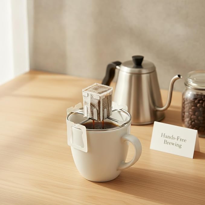 Drip Coffee Bag Holder Stand, Stainless Steel Weighted Base - Image 2