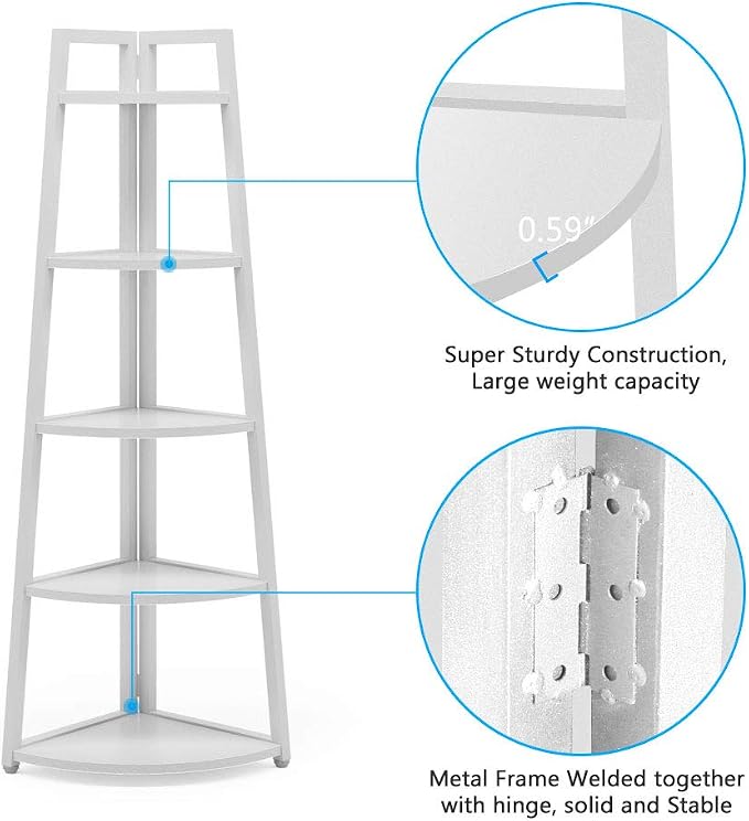 Tribesigns 70 inch Tall Corner Shelf, 5 Tier Modern Corner Bookshelf Bookcase - Image 8