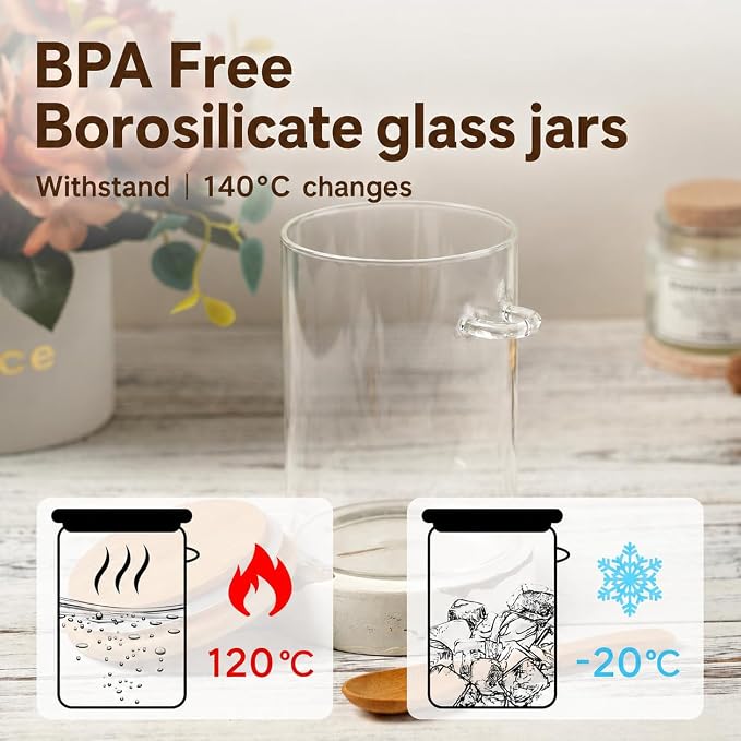 Coffee Sugar Container Salts Jars - 15oz Glass Airtight Caning - Image 6