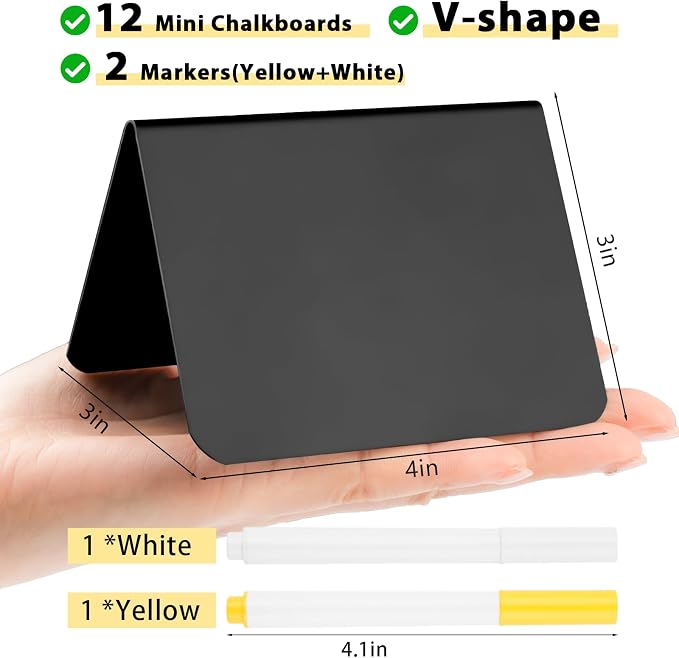 12 Pcs Mini Chalkboard Signs, Small Table Place Cards, Durable Chalk Board Signs - Image 2