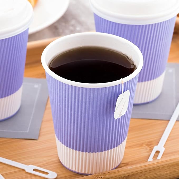 Restaurantware Ripple Wall Coffee Cups 25 Count 12 Ounce Insulated Light Purple - Image 7