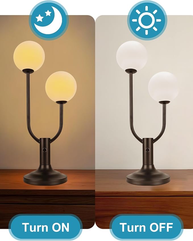 Lightdot Globe Table Lamp for Bedroom Mid Century Modern Black Small Desk Lamp - Image 6