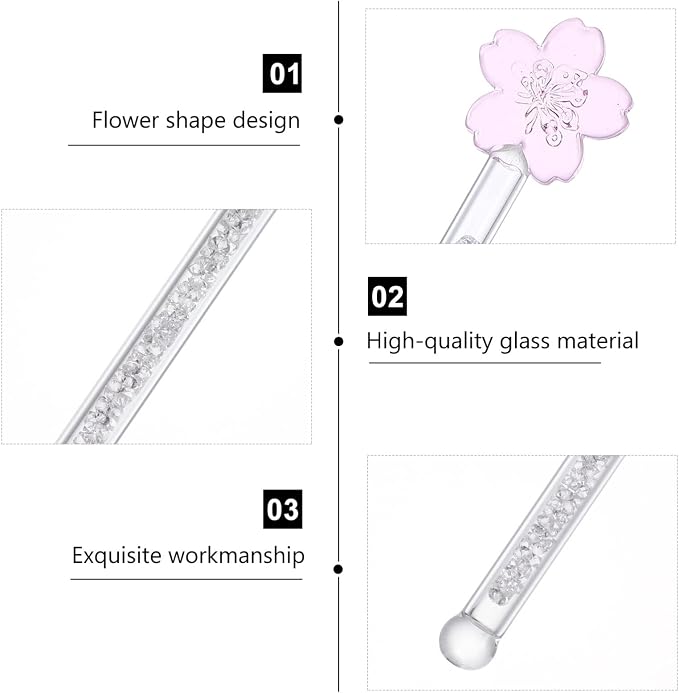 KALLORY 1pc Flower Glass Stirring Rod - Image 4