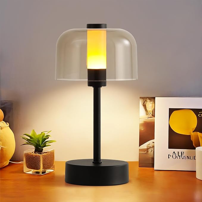 AIHYING Black Rechargeable Cordless Table Lamp, Portable Modern LED Night Light by AIHYING
