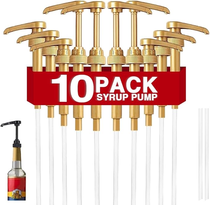 10 Pcs Gold Coffee Syrup Pump, Compatible by DupakSYS